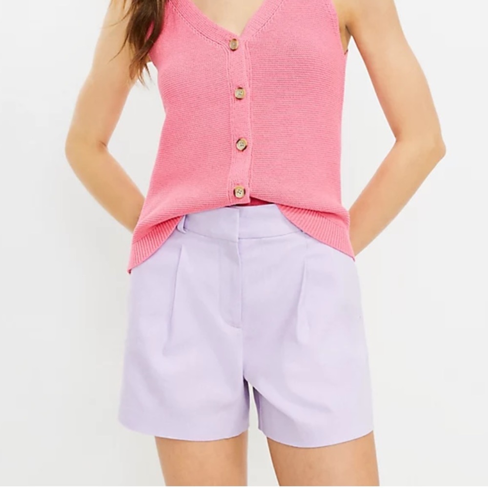 NWT Loft Pleated Shorts in Linen Twill Size 10